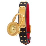 Buy Shop Versace Medusa Lock Icon Gold Dial Red Leather Strap Watch for Women - VEDW00119 USA Online