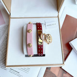 Buy Shop Versace Medusa Lock Icon Gold Dial Red Leather Strap Watch for Women - VEDW00319 USA Online