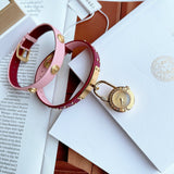 Buy Shop Versace Medusa Lock Icon Gold Dial Red Leather Strap Watch for Women - VEDW00319 USA Online