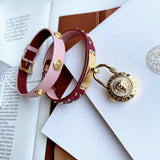 Buy Shop Versace Medusa Lock Icon Gold Dial Red Leather Strap Watch for Women - VEDW00319 USA Online