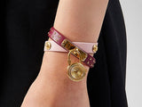 Buy Shop Versace Medusa Lock Icon Gold Dial Red Leather Strap Watch for Women - VEDW00319 USA Online