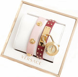 Buy Shop Versace Medusa Lock Icon Gold Dial Red Leather Strap Watch for Women - VEDW00319 USA Online
