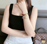 Buy Shop Versace Medusa Lock Icon Gold Dial Red Leather Strap Watch for Women - VEDW00319 USA Online