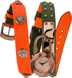 Buy Shop Versace Medusa Lock Icon Quartz Beige Dial Green Leather Strap Watch for Women - VEDW00519 USA Online