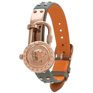 Buy Shop Versace Medusa Lock Icon Quartz Beige Dial Green Leather Strap Watch for Women - VEDW00519 USA Online