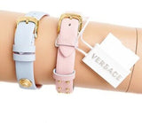 Buy Shop Versace Medusa Lock Icon Quartz Gold Dial Pink & Blue Leather Strap Watch For Women - VEDW00219 USA Online
