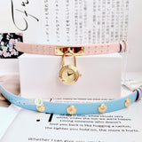 Buy Shop Versace Medusa Lock Icon Quartz Gold Dial Pink & Blue Leather Strap Watch For Women - VEDW00219 USA Online