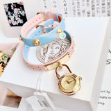 Buy Shop Versace Medusa Lock Icon Quartz Gold Dial Pink & Blue Leather Strap Watch For Women - VEDW00219 USA Online