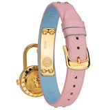 Buy Shop Versace Medusa Lock Icon Quartz Gold Dial Pink & Blue Leather Strap Watch For Women - VEDW00219 USA Online