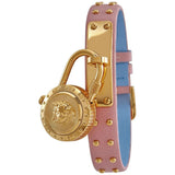 Buy Shop Versace Medusa Lock Icon Quartz Gold Dial Pink & Blue Leather Strap Watch For Women - VEDW00219 USA Online