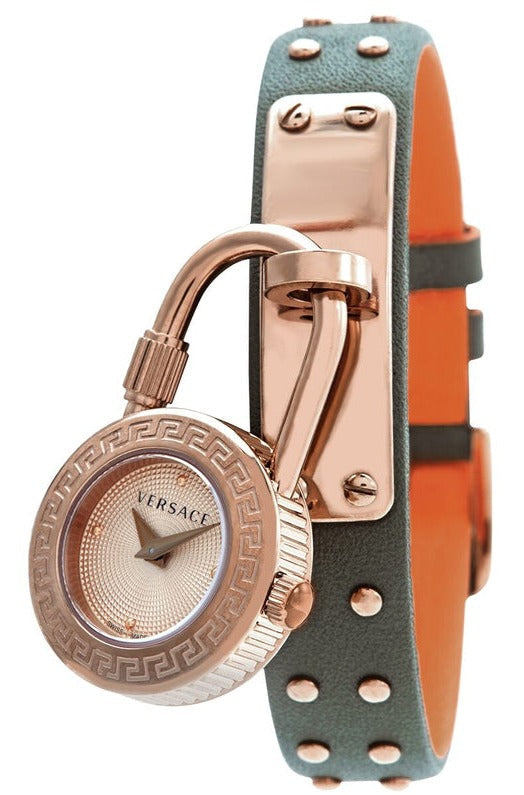 Buy Shop Versace Medusa Lock Icon Quartz Beige Dial Green Leather Strap Watch for Women - VEDW00519 USA Online