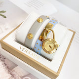 Buy Shop Versace Medusa Lock Icon Quartz White Dial Blue Leather Strap Watch for Women - VEDW00419 USA Online