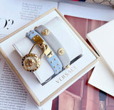 Buy Shop Versace Medusa Lock Icon Quartz White Dial Blue Leather Strap Watch for Women - VEDW00419 USA Online