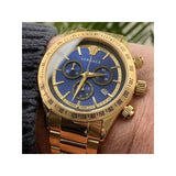 Versace Classic Chronograph Quartz Blue Dial Gold Steel Strap Watch For Men - VEV700619