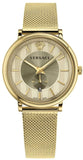 Buy Shop Versace V Circle Quartz Gold Dial Gold Mesh Bracelet Watch For Men - VBP07017 USA Online