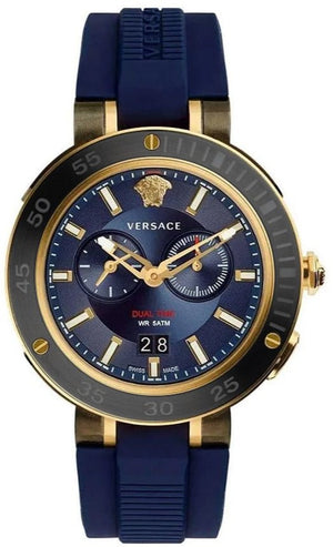 Buy Shop Versace V Extreme Chronograph Blue & Gold Tone Dial Blue Rubber Strap Watch for Men - VCN010017 USA Online