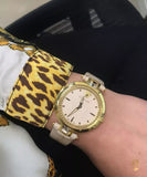 Buy Shop Versace Olympo Quartz White Dial Beige Leather Strap Watch for Women - VAN050016 USA Online