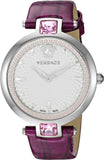 Buy Shop Versace Olympo Crystal Gleam White Dial Purple Leather Strap Watch for Women - VAN010016 USA Online