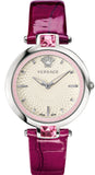 Buy Shop Versace Olympo Crystal Gleam White Dial Purple Leather Strap Watch for Women - VAN010016 USA Online