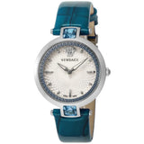 Buy Shop Versace Olympo Gleam White Dial Green Leather Strap Watch for Women - VAN020016 USA Online