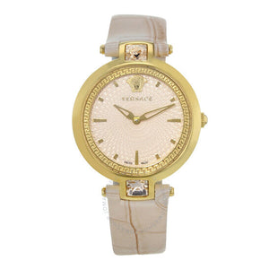 Buy Shop Versace Olympo Quartz White Dial Beige Leather Strap Watch for Women - VAN050016 USA Online