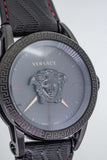 Buy Shop Versace Palazzo Empire Black Dial Black Leather Strap Watch for Men - VERD00218 USA Online