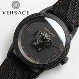 Buy Shop Versace Palazzo Empire Black Dial Black Leather Strap Watch for Men - VERD00218 USA Online