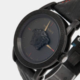 Buy Shop Versace Palazzo Empire Black Dial Black Leather Strap Watch for Men - VERD00218 USA Online