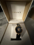 Buy Shop Versace Palazzo Empire Black Dial Black Leather Strap Watch for Women - VCO020017 USA Online