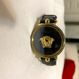 Buy Shop Versace Palazzo Empire Black Dial Black Leather Strap Watch for Women - VCO020017 USA Online
