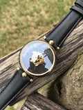 Buy Shop Versace Palazzo Empire Black Dial Black Leather Strap Watch for Women - VCO020017 USA Online