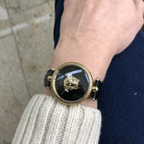 Buy Shop Versace Palazzo Empire Black Dial Black Leather Strap Watch for Women - VCO020017 USA Online