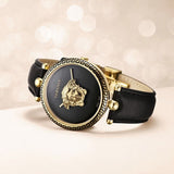 Buy Shop Versace Palazzo Empire Black Dial Black Leather Strap Watch for Women - VCO020017 USA Online