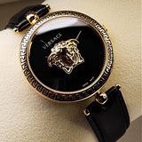 Buy Shop Versace Palazzo Empire Black Dial Black Leather Strap Watch for Women - VCO020017 USA Online