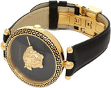 Buy Shop Versace Palazzo Empire Black Dial Black Leather Strap Watch for Women - VCO020017 USA Online