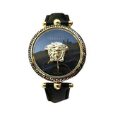 Buy Shop Versace Palazzo Empire Black Dial Black Leather Strap Watch for Women - VCO020017 USA Online