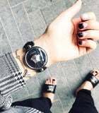 Buy Shop Versace Palazzo Empire Black Dial Black Leather Strap Watch for Women - VCO050017 USA Online