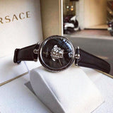 Buy Shop Versace Palazzo Empire Black Dial Black Leather Strap Watch for Women - VCO050017 USA Online