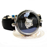 Buy Shop Versace Palazzo Empire Black Dial Black Leather Strap Watch for Women - VCO060017 USA Online