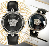 Buy Shop Versace Palazzo Empire Black Dial Black Leather Strap Watch for Women - VCO060017 USA Online