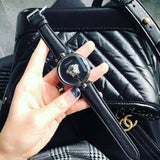 Buy Shop Versace Palazzo Empire Black Dial Black Leather Strap Watch for Women - VCO060017 USA Online