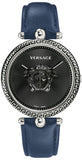 Buy Shop Versace Palazzo Empire Black Dial Blue Leather Strap Watch for Women - VCO080017 USA Online