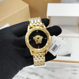 Buy Shop Versace Palazzo Empire Black Dial Gold Steel Strap Watch for Men - VERD00818 USA Online
