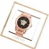 Buy Shop Versace Palazzo Empire Black Dial Rose Gold Steel Strap Watch for Men - VERD00718 USA Online
