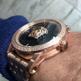 Buy Shop Versace Palazzo Empire Black Dial Rose Gold Steel Strap Watch for Men - VERD00718 USA Online