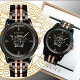 Buy Shop Versace Palazzo Empire Black Dial Two Tone Steel Strap Watch for Men - VERD00618 USA Online