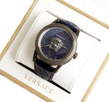 Buy Shop Versace Palazzo Empire Blue Dial Blue Leather Strap Watch for Men - VERD00118 USA Online