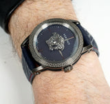 Buy Shop Versace Palazzo Empire Blue Dial Blue Leather Strap Watch for Men - VERD00118 USA Online