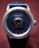Buy Shop Versace Palazzo Empire Blue Dial Blue Leather Strap Watch for Men - VERD00118 USA Online