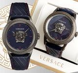 Buy Shop Versace Palazzo Empire Blue Dial Blue Leather Strap Watch for Men - VERD00118 USA Online